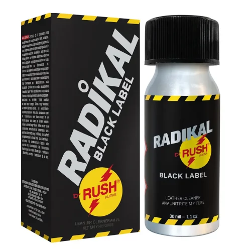 Poppers Radikal Rush Black Label 30 ml amyl flacon aluminium noir puissant Rush Lab