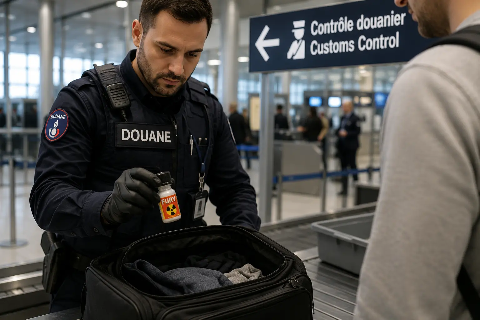 poppers a la douane d'un aéroport