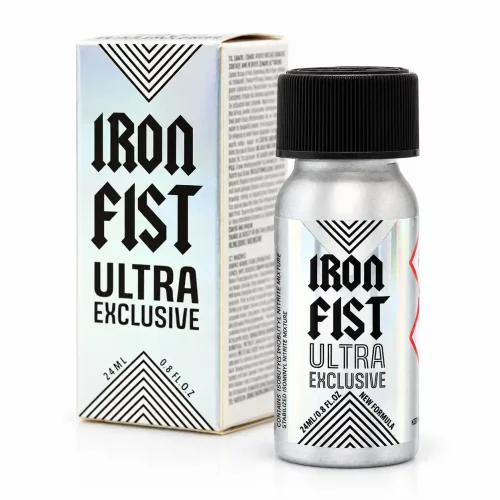Poppers Iron Fist Ultra Exclusive 24 ml Amyle Premium – flacon aluminium argenté avec étui
